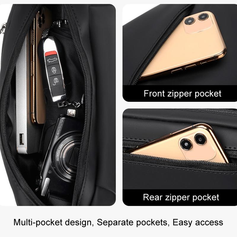 Large Capacity Slanting Cross Shoulder Bag Grey Ideal For Sports & Cell Phone Storage 8