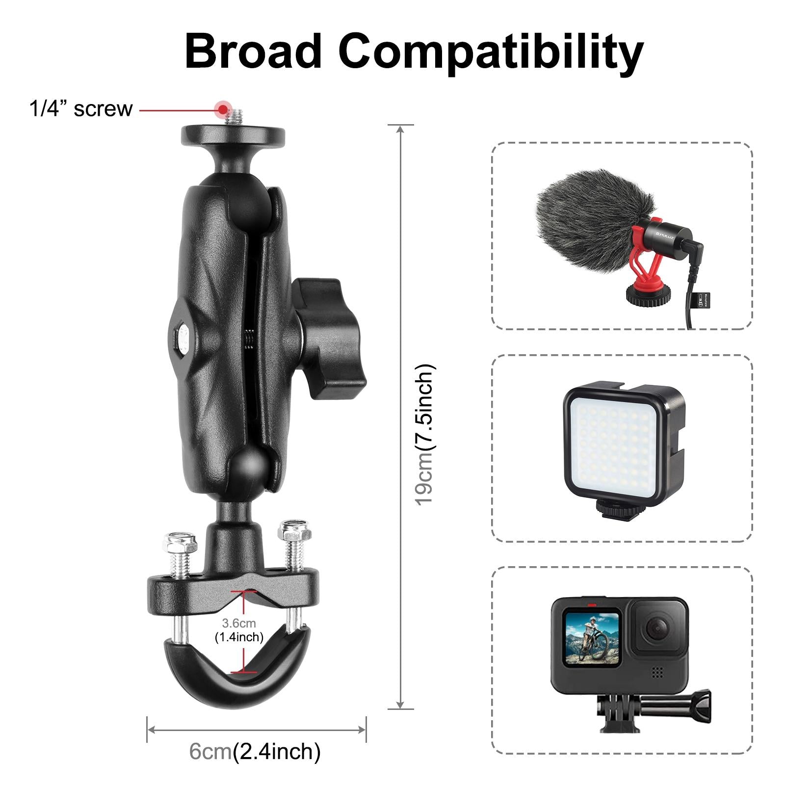 Motorcycle Handlebar Fixed Mount u Bolt Base Holder for Gopro and Other Action Cameras 3