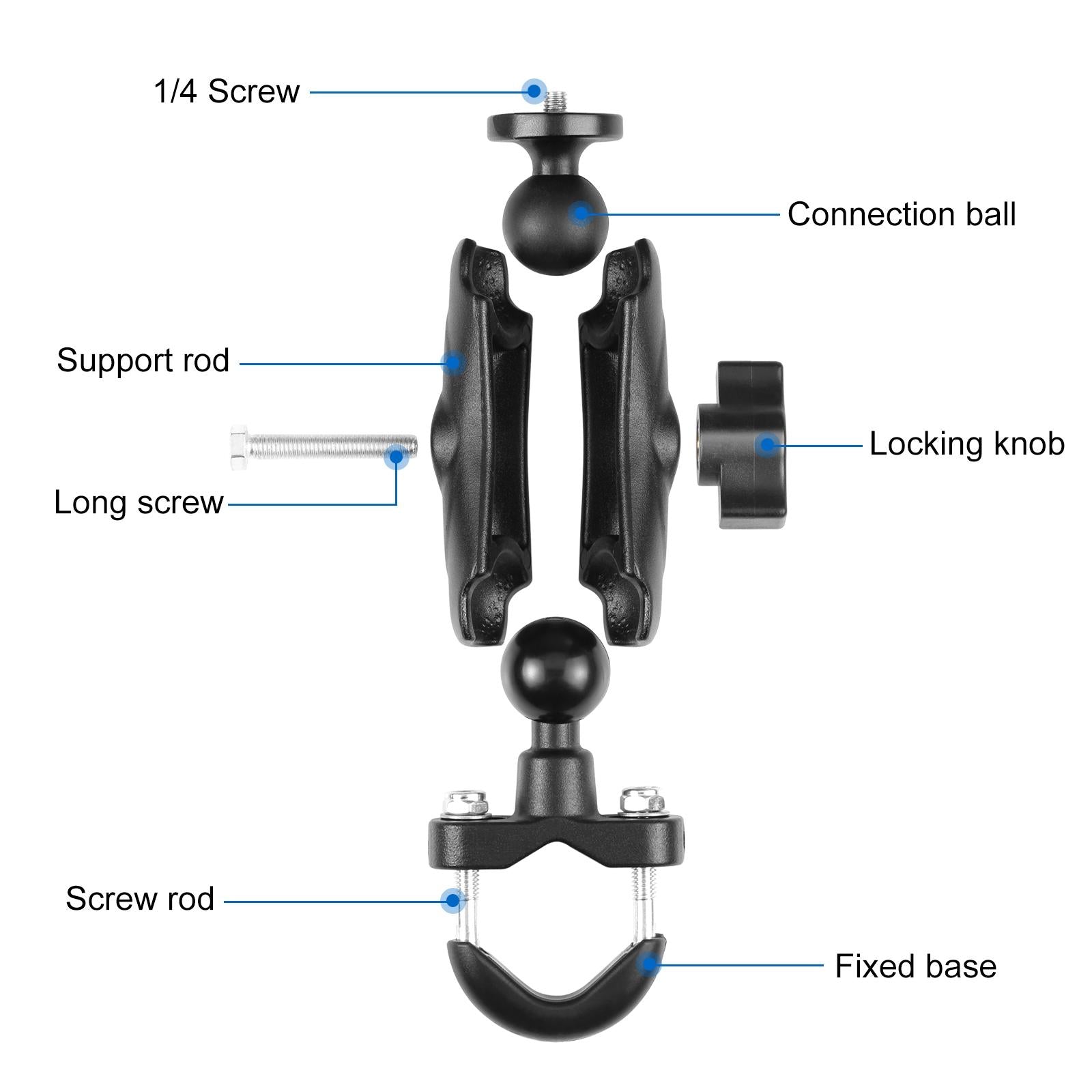 Motorcycle Handlebar Fixed Mount u Bolt Base Holder for Gopro and Other Action Cameras 4