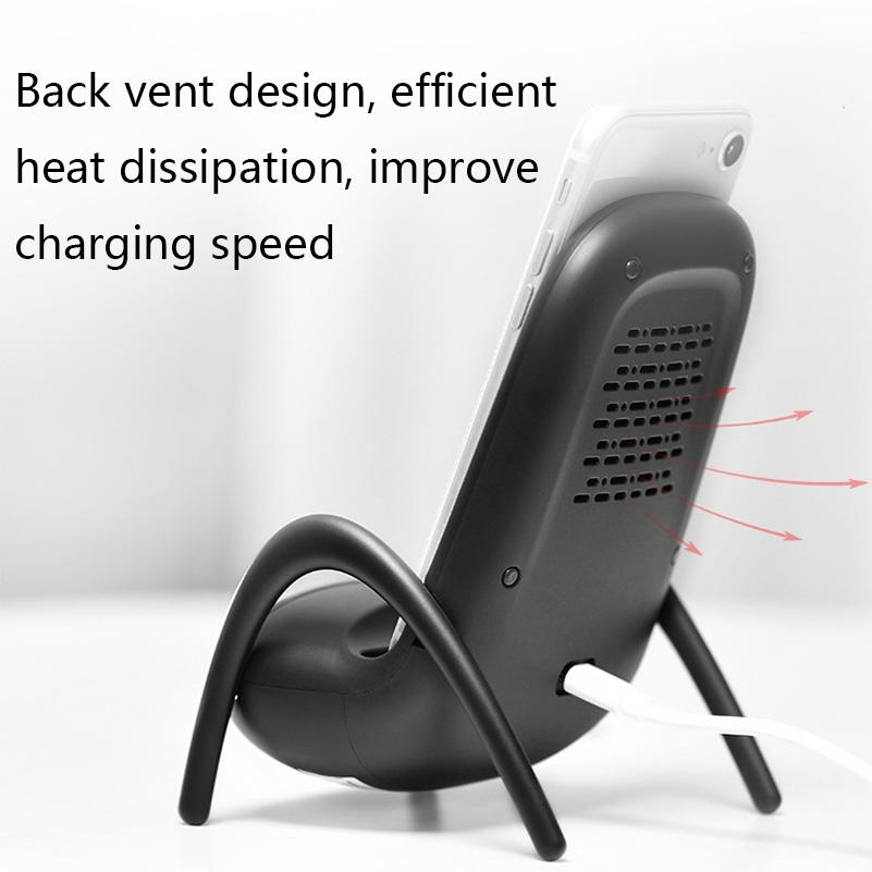 Wireless Charger With Amplifier Chair Shape - Black 6