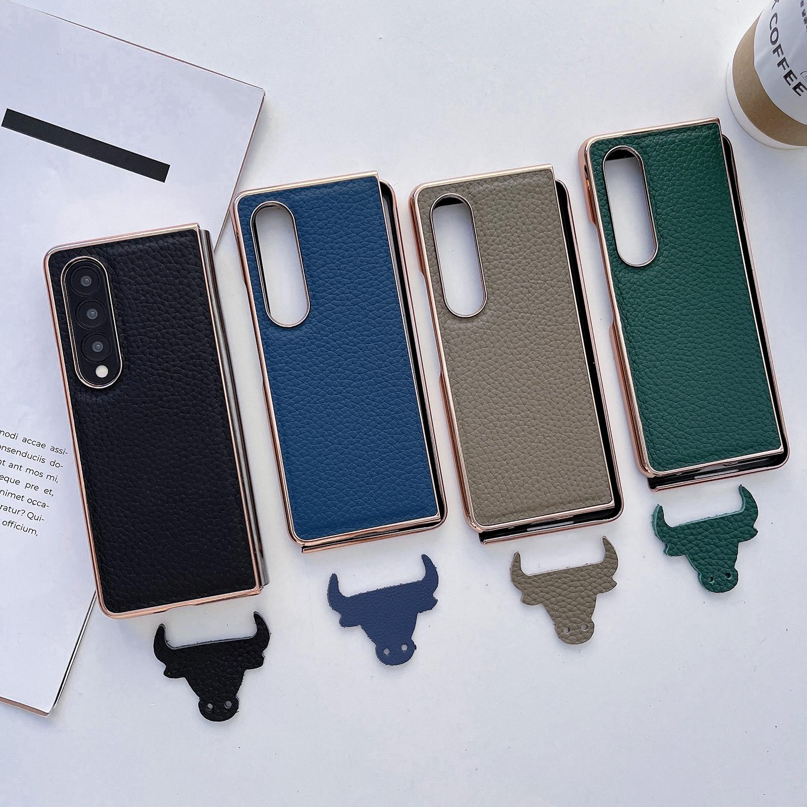 For Samsung Galaxy Z Fold4 5G Star Series Nano Electroplating Pu Case - Forest Green 7
