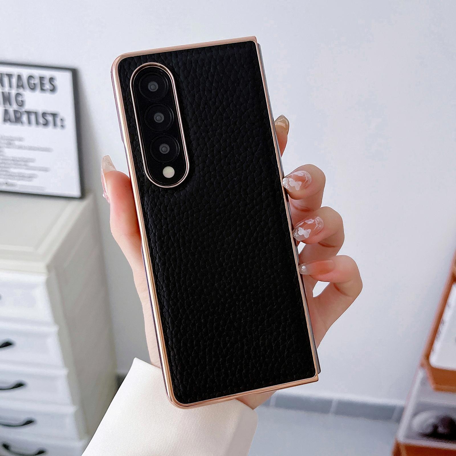 For Samsung Galaxy Z Fold4 5G Star Series Nano Electroplating Pu Case - Forest Green 15