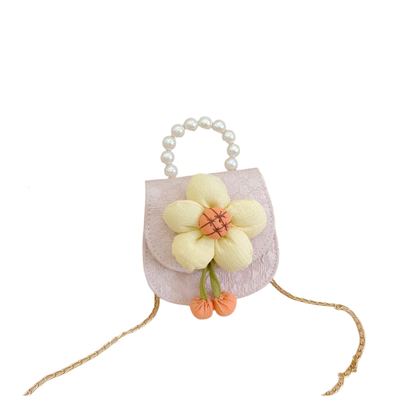 Cartoon Flower Princess Crossbody Bag With Pearl Detail - Green
