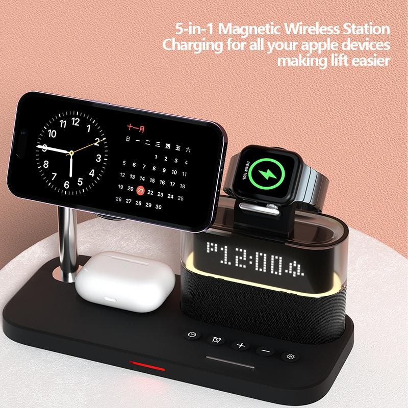 15W Wireless Charger Clock Lamp Multifunctional - White 3