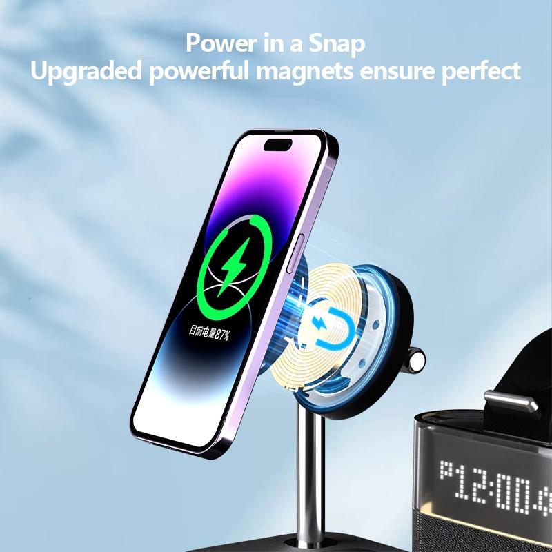 15W Wireless Charger Clock Lamp Multifunctional - White 6
