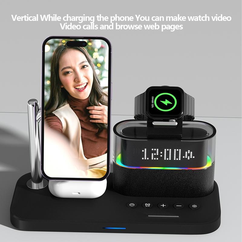15W Wireless Charger Clock Lamp Multifunctional - White 7
