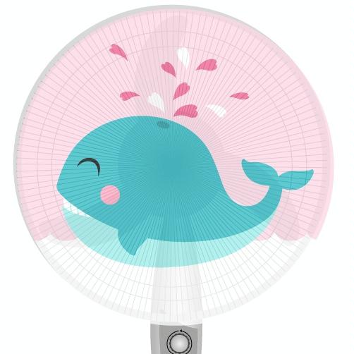 16 Cartoon Children Electric Fan with All-inclusive Mesh Protection Net and Anti-pinch Hand Cover - Safe and Fun - Blue Whale 11