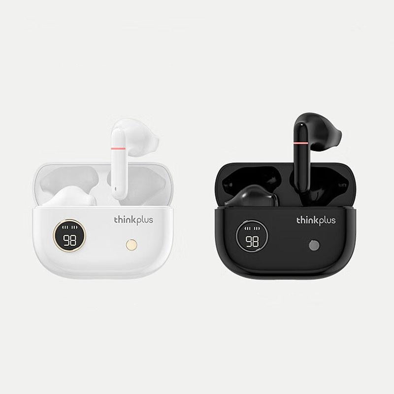 Wireless Bluetooth Earphones with Digital Display and Charging Case - White