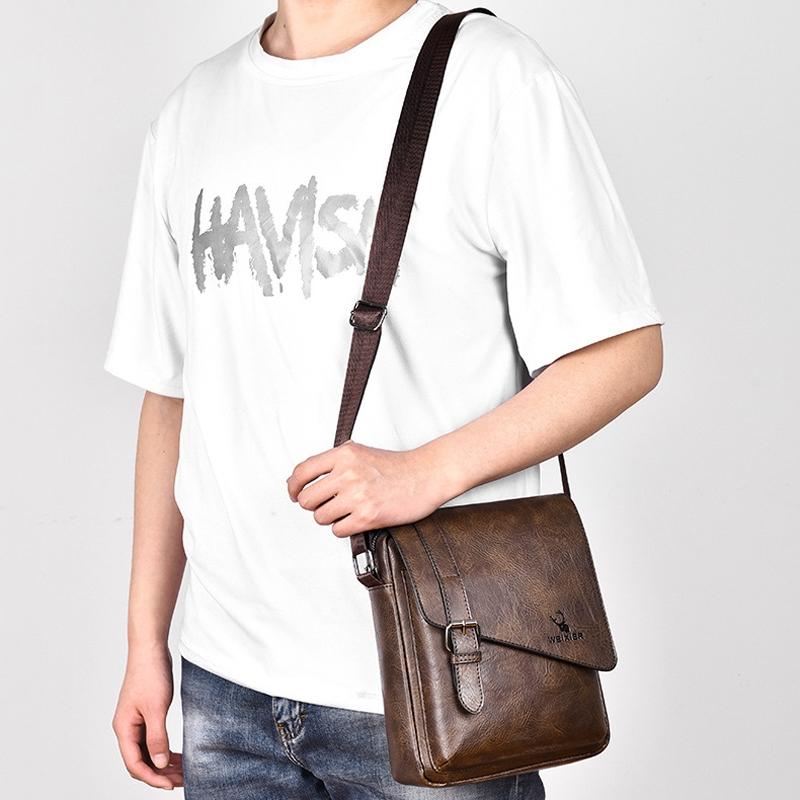 Retro Crossbody Messenger Bag Large Capacity - Light Brown 13