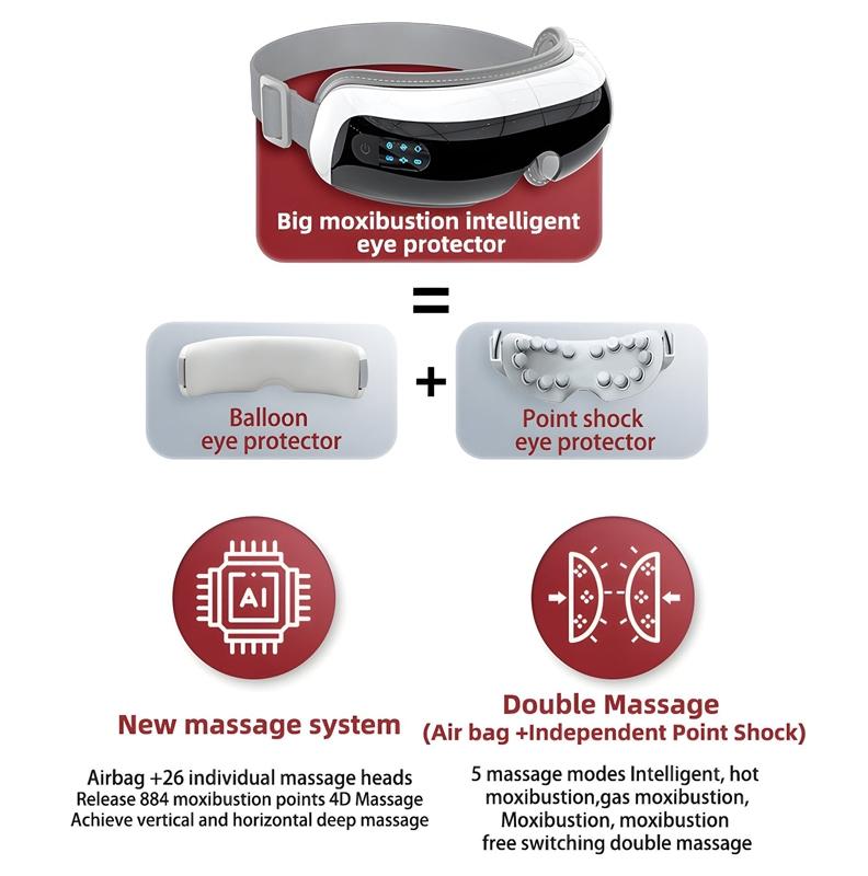 Adjustable Eye Massager With Hot Compress Black - Pink 5