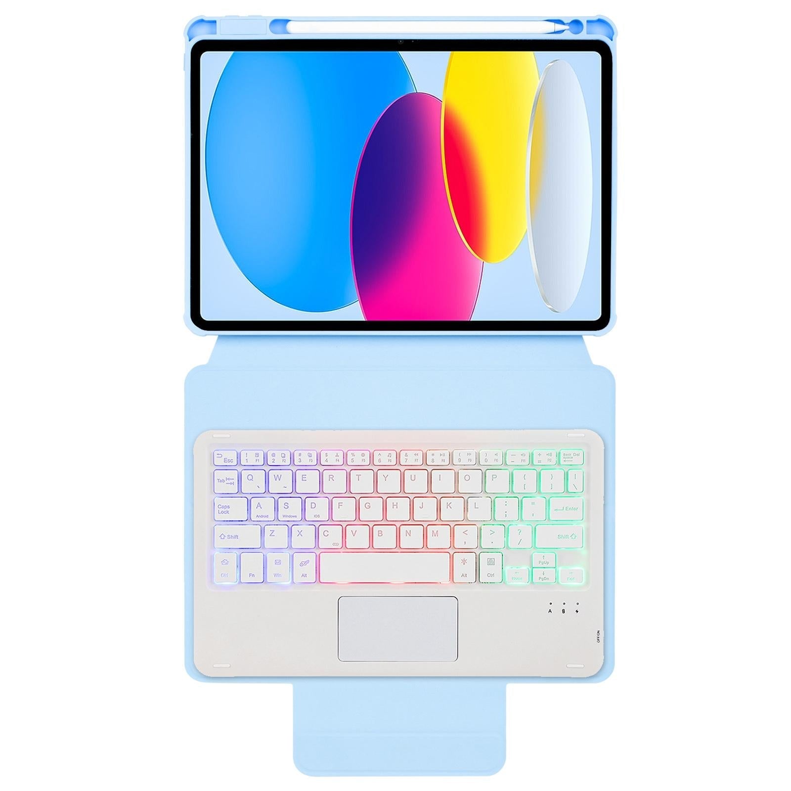 360 Rotation Bluetooth Keyboard Leather Case For Ipad 10.9 2022 With Touch Control And Backlight - Pink 5