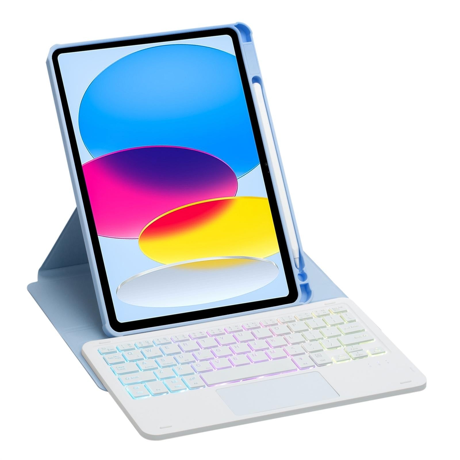 360 Rotation Bluetooth Keyboard Leather Case For Ipad 10.9 2022 With Touch Control And Backlight - Pink 6