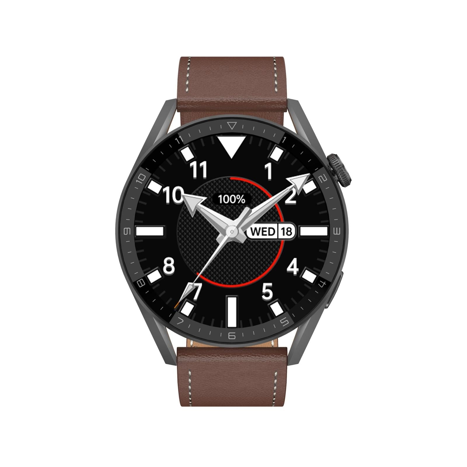 Smart Leather Watch With Colour Screen - Silver 3