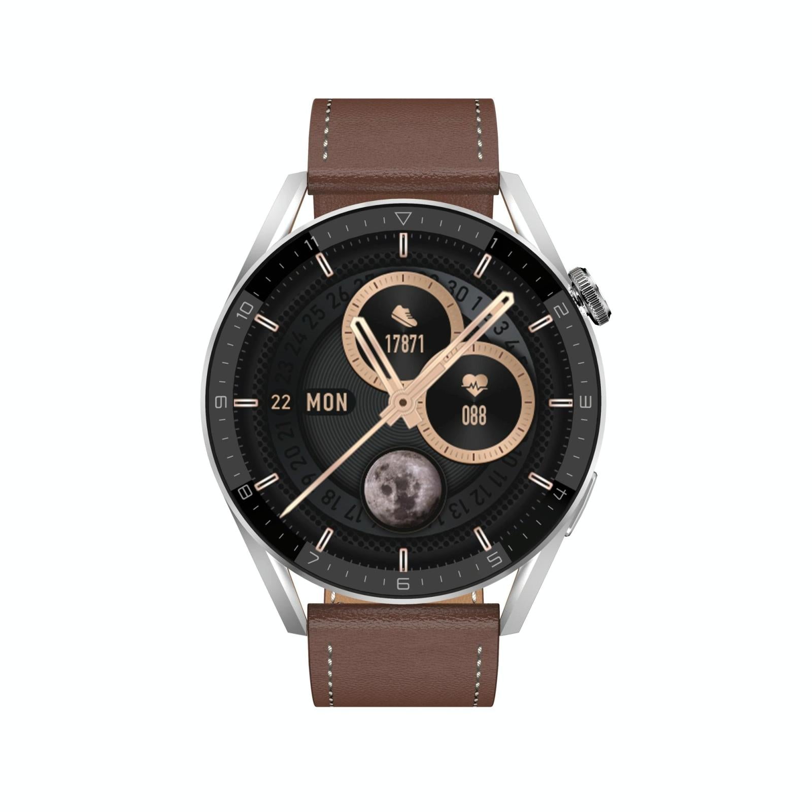 Smart Leather Watch With Colour Screen - Silver 11