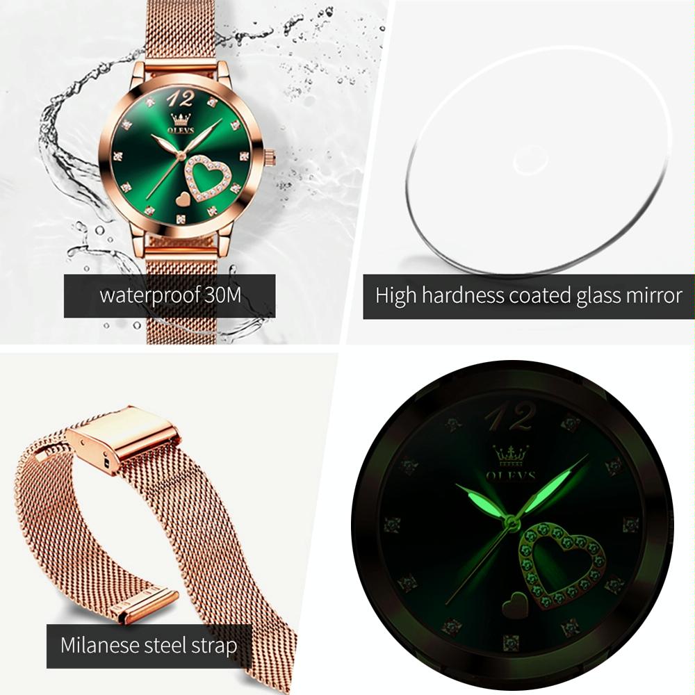 Waterproof Heart-shaped Women Quartz Watch - Rose Gold 4
