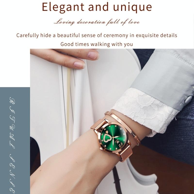 Waterproof Heart-shaped Women Quartz Watch - Rose Gold 5