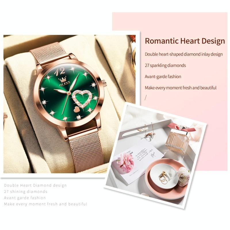 Waterproof Heart-shaped Women Quartz Watch - Rose Gold 8