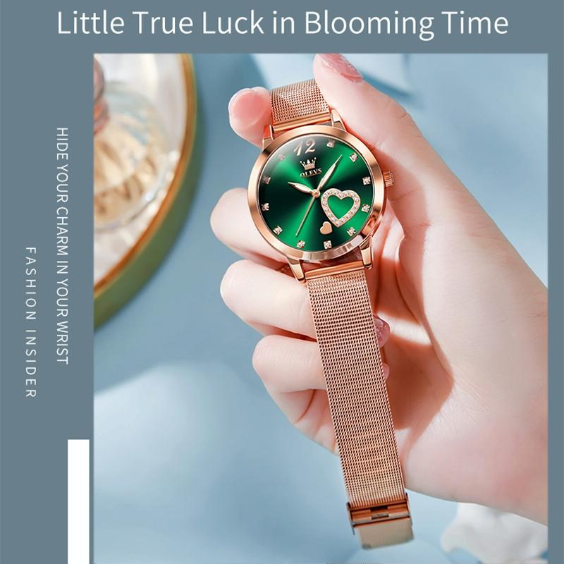 Waterproof Heart-shaped Women Quartz Watch - Rose Gold 9