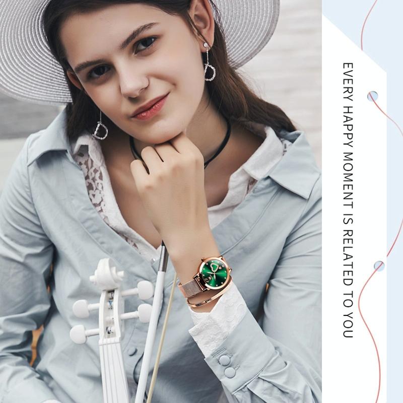 Waterproof Heart-shaped Women Quartz Watch - Rose Gold 12