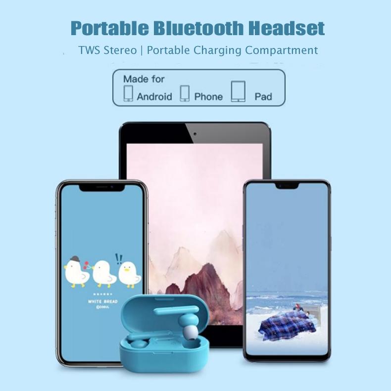 Mini Touch Control Tws Wireless Earphones with Mic & Charger Box - Blue 10
