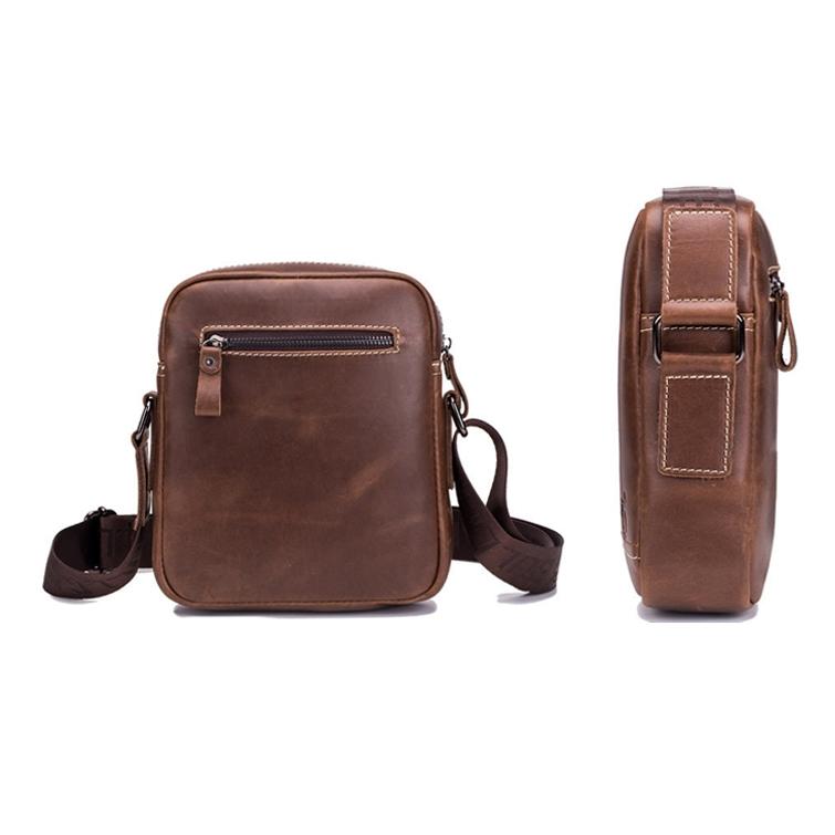 Men Leather Shoulder Bag Casual Mini Diagonal - Brown 10