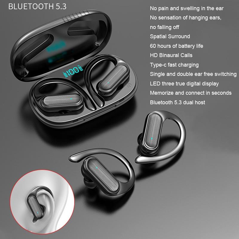 Wireless Noise-cancelling Bluetooth Earbuds with Led Display - Blue 3