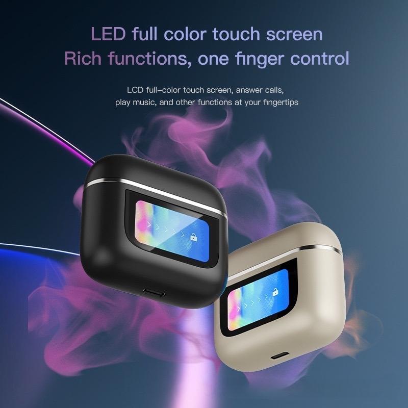Wireless Anc Bluetooth Earphones with Touch Screen and Active Noise Reduction - Black 3