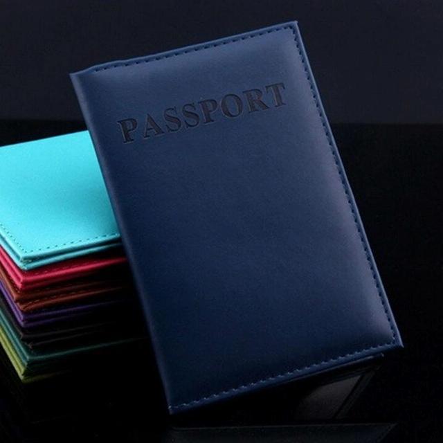 Travel Passport Cover Faux Leather Holder - Black 9