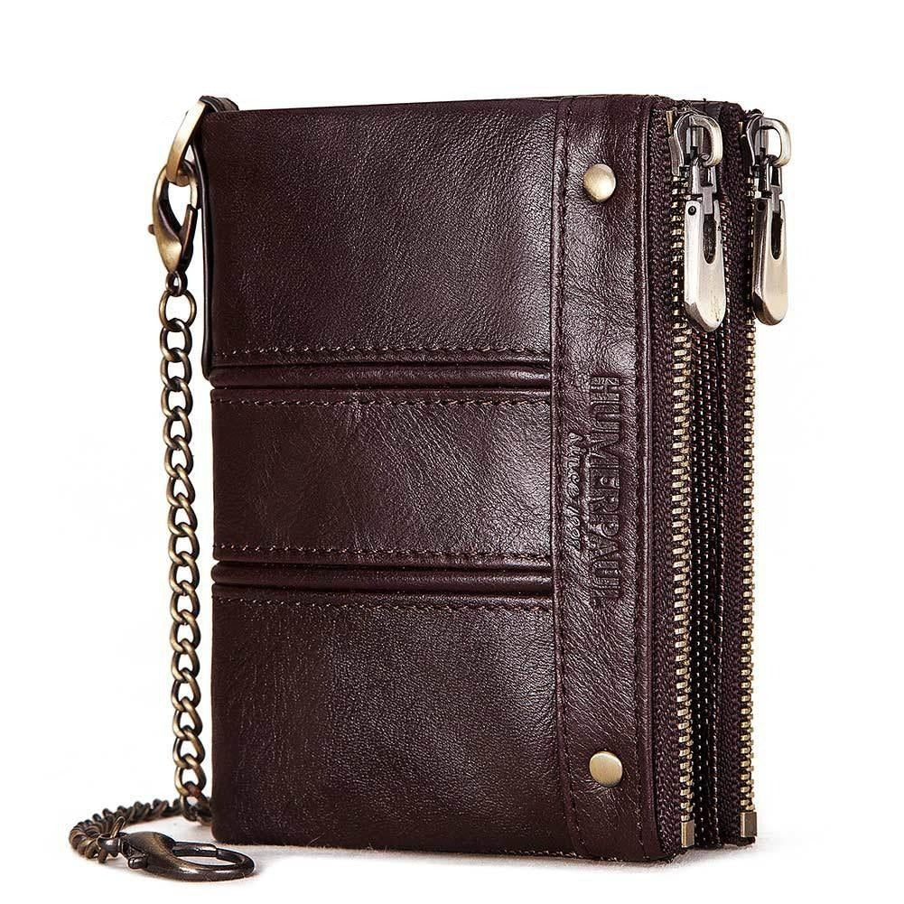 Men Double Zip Rfid Coin Purse - Secure and Stylish