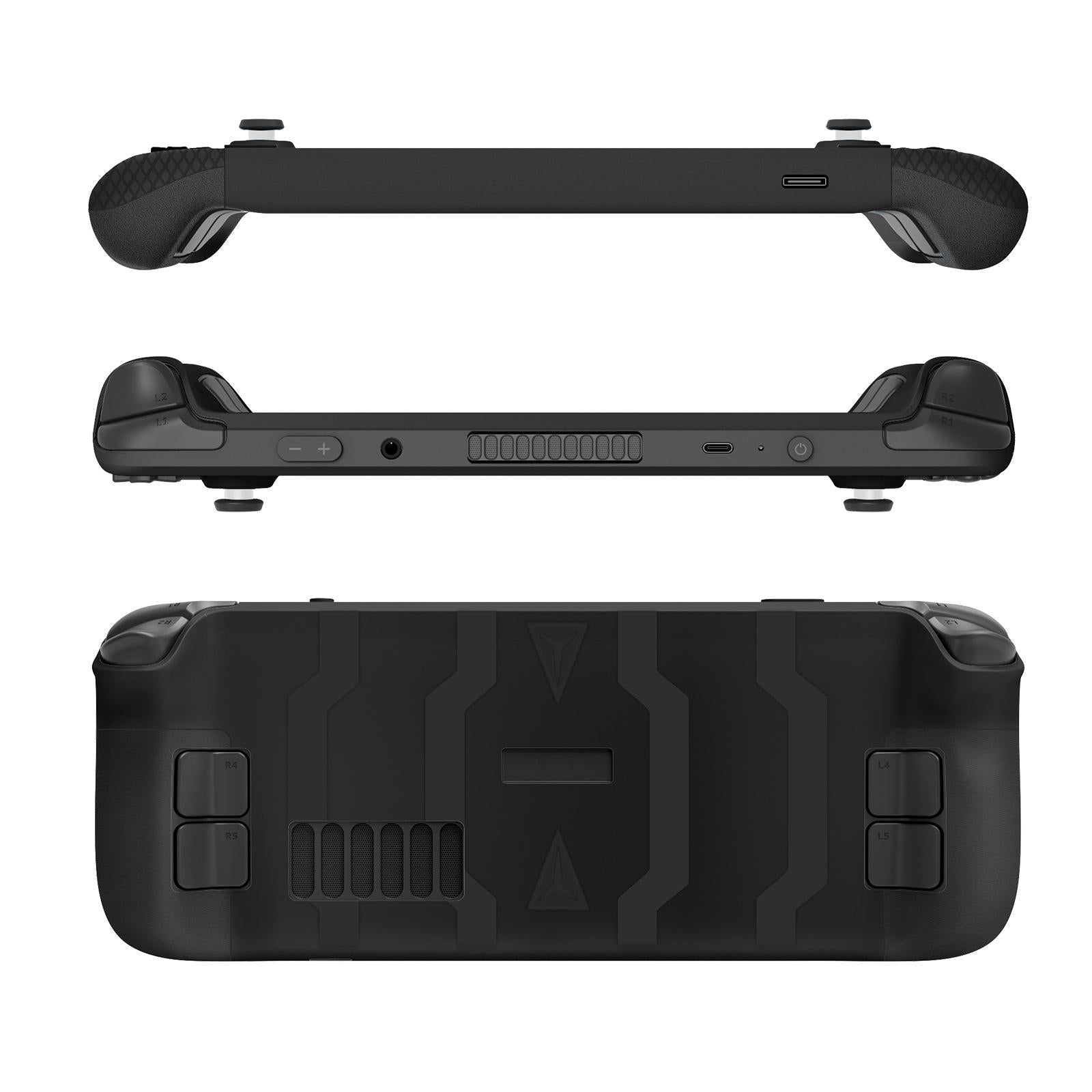7-piece Silicone Case & Joystick Cap Set for Steam Deck with Touch Board Sticker - Black 3