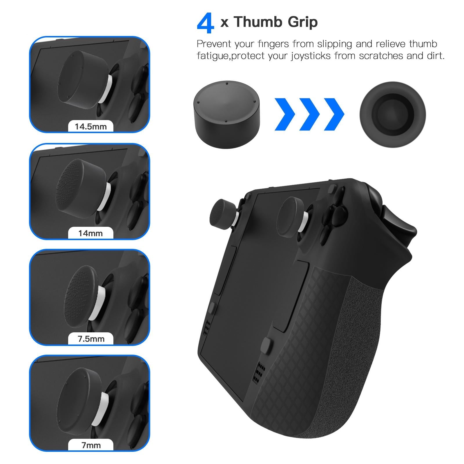 7-piece Silicone Case & Joystick Cap Set for Steam Deck with Touch Board Sticker - Black 4