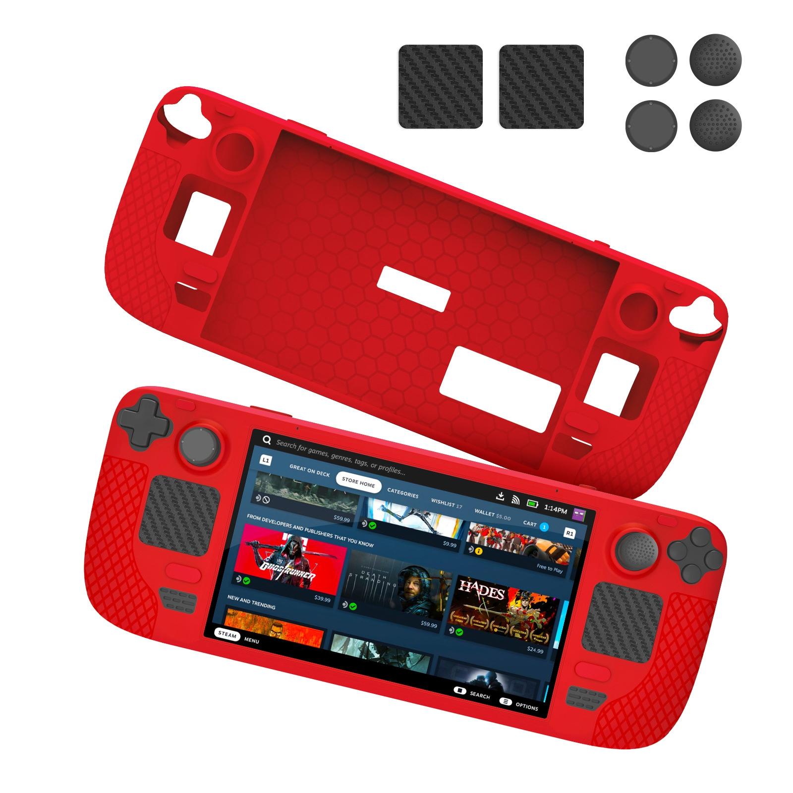 7-piece Silicone Case & Joystick Cap Set for Steam Deck with Touch Board Sticker - Black 11