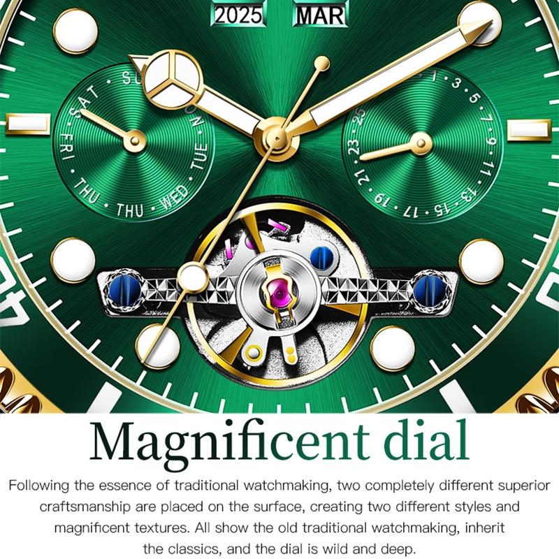 Waterproof Mechanical Watch for Men - Multifunctional - Black 5