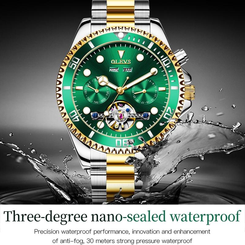 Waterproof Mechanical Watch for Men - Multifunctional - Black 6