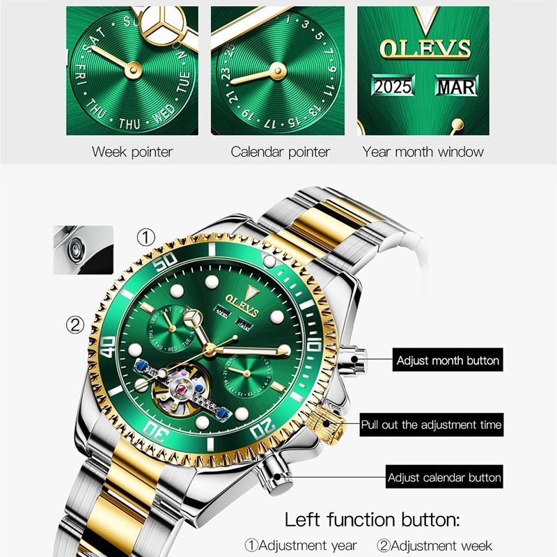 Waterproof Mechanical Watch for Men - Multifunctional - Black 8