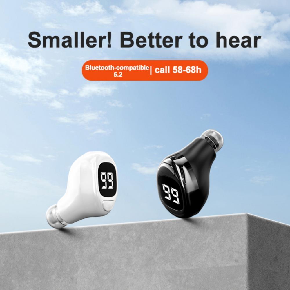 Mini Bluetooth Earphone with Digital Display for Business - White 4