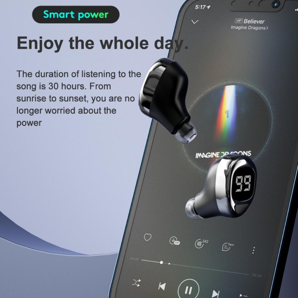 Mini Bluetooth Earphone with Digital Display for Business - White 6