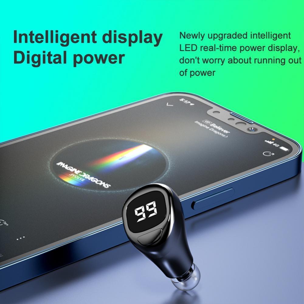 Mini Bluetooth Earphone with Digital Display for Business - White 7