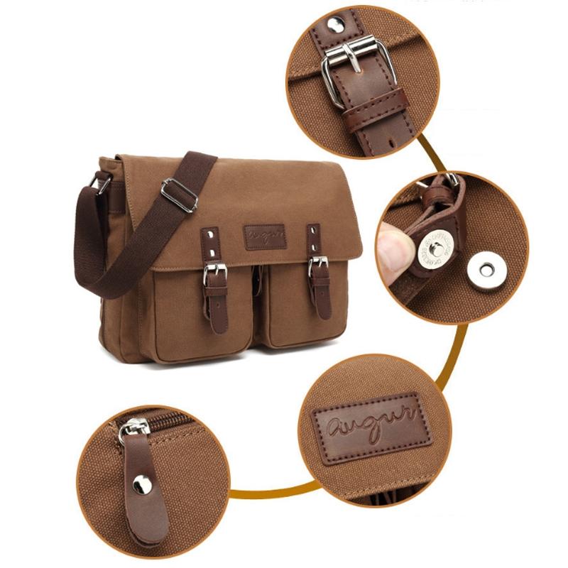 Men Canvas Crossbody Messenger Bag - Coffee 7