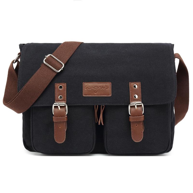 Men Canvas Crossbody Messenger Bag - Coffee 8