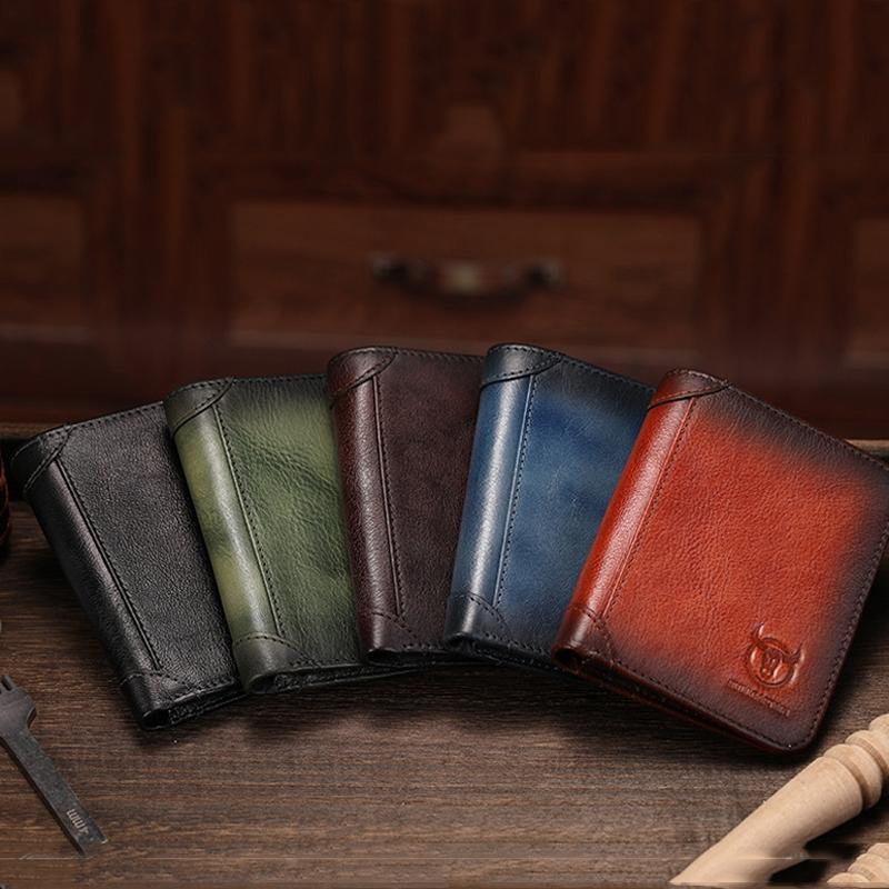 Men Rfid Leather Wallet with Coin Clip - Brown 5