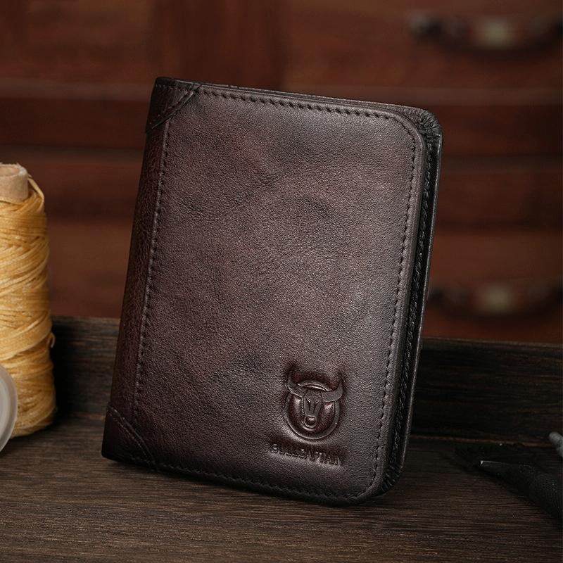 Men Rfid Leather Wallet with Coin Clip - Brown 9