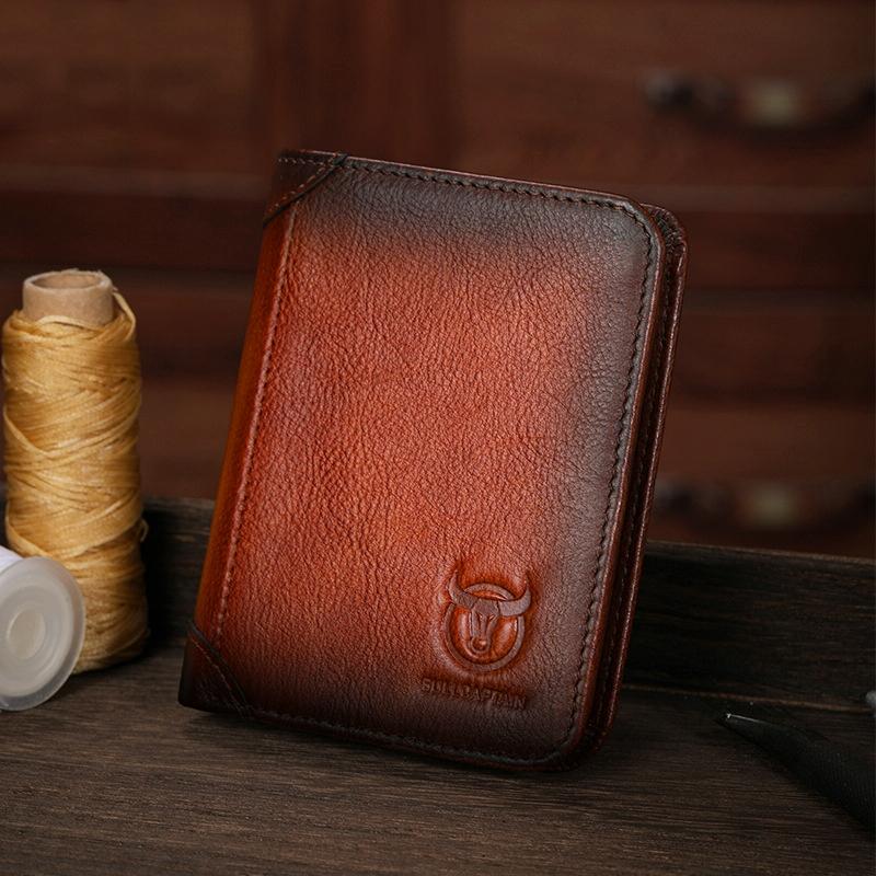 Men Rfid Leather Wallet with Coin Clip - Brown 10