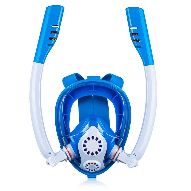 Full Dry Silicone Kids Diving Mask with Double Tubes - White Pink 11