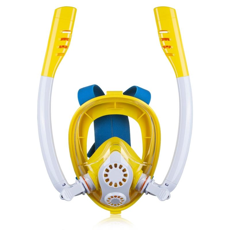 Full Dry Silicone Kids Diving Mask with Double Tubes - White Pink 12