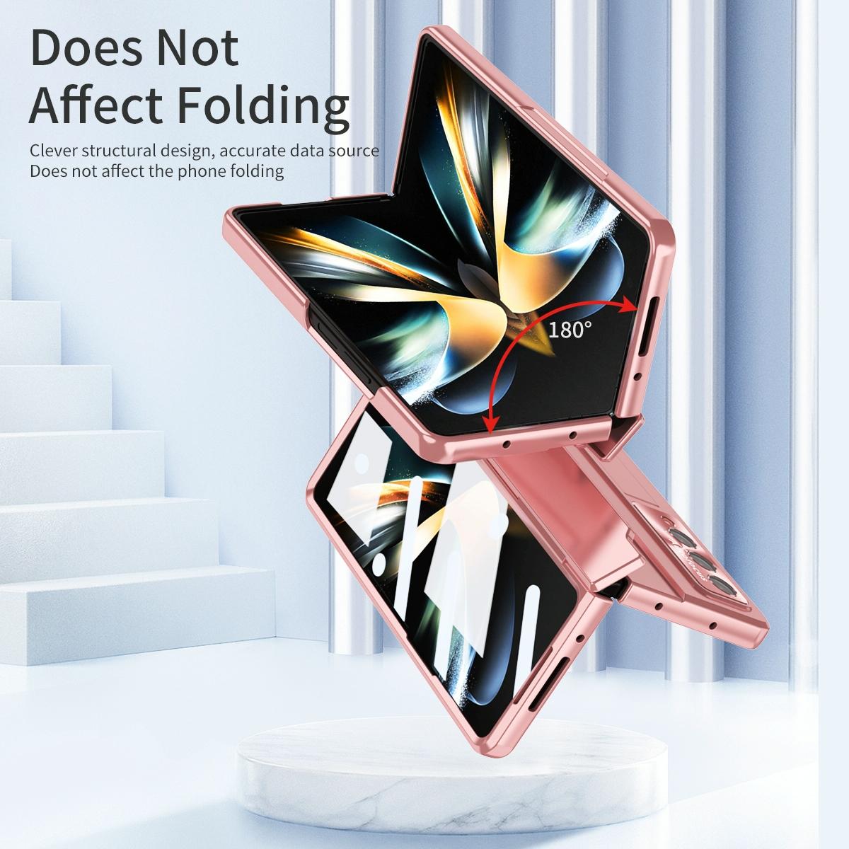 For Samsung Galaxy Z Fold4 5G Folding Case With Integrated Hinge - Silver 11