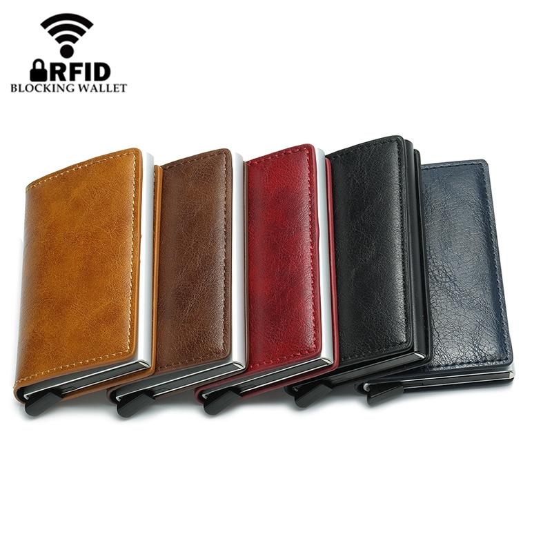 Anti Magnetic Rfid Leather Metal Wallet Universal Fit Black - Blue 8