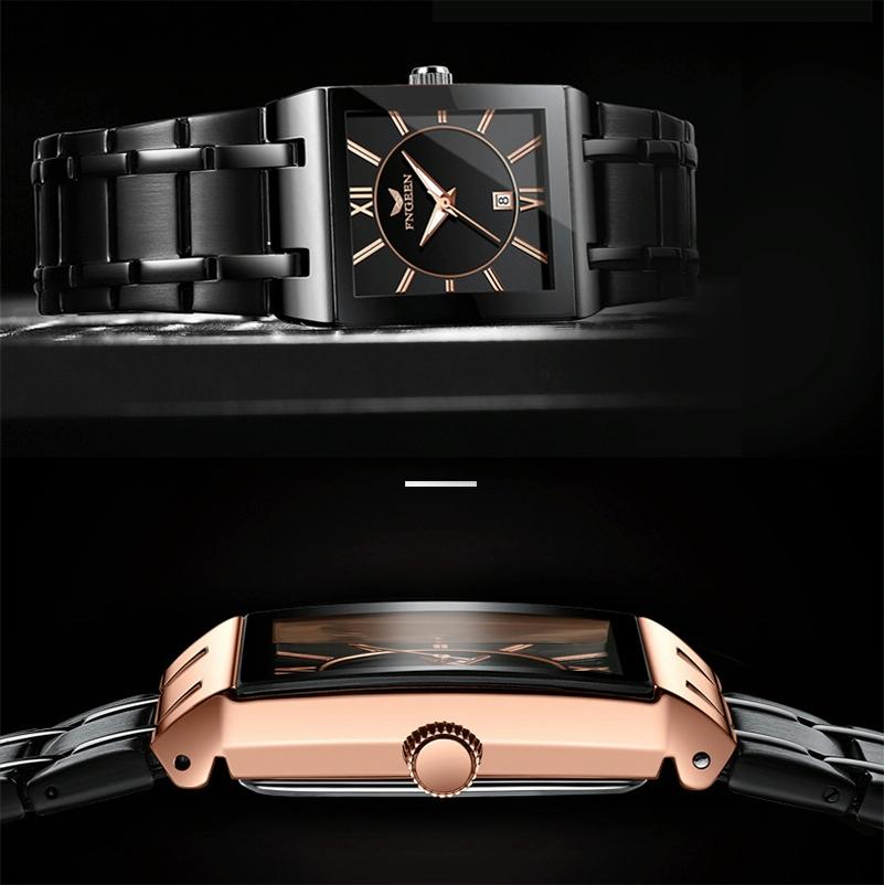 Waterproof Square Men Watch with Calendar - 50m - Full Gold Gold Surface 6
