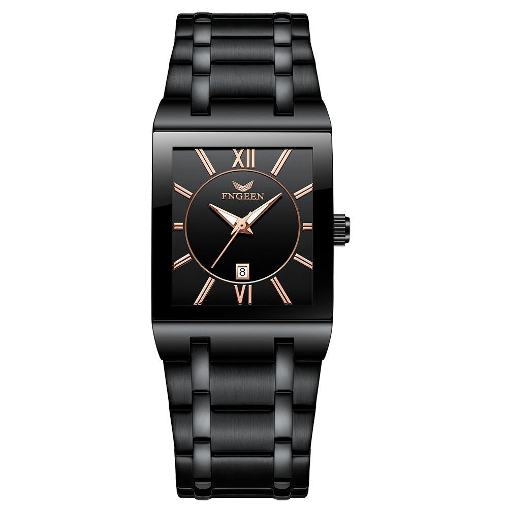 Waterproof Square Men Watch with Calendar - 50m - Full Gold Gold Surface 10