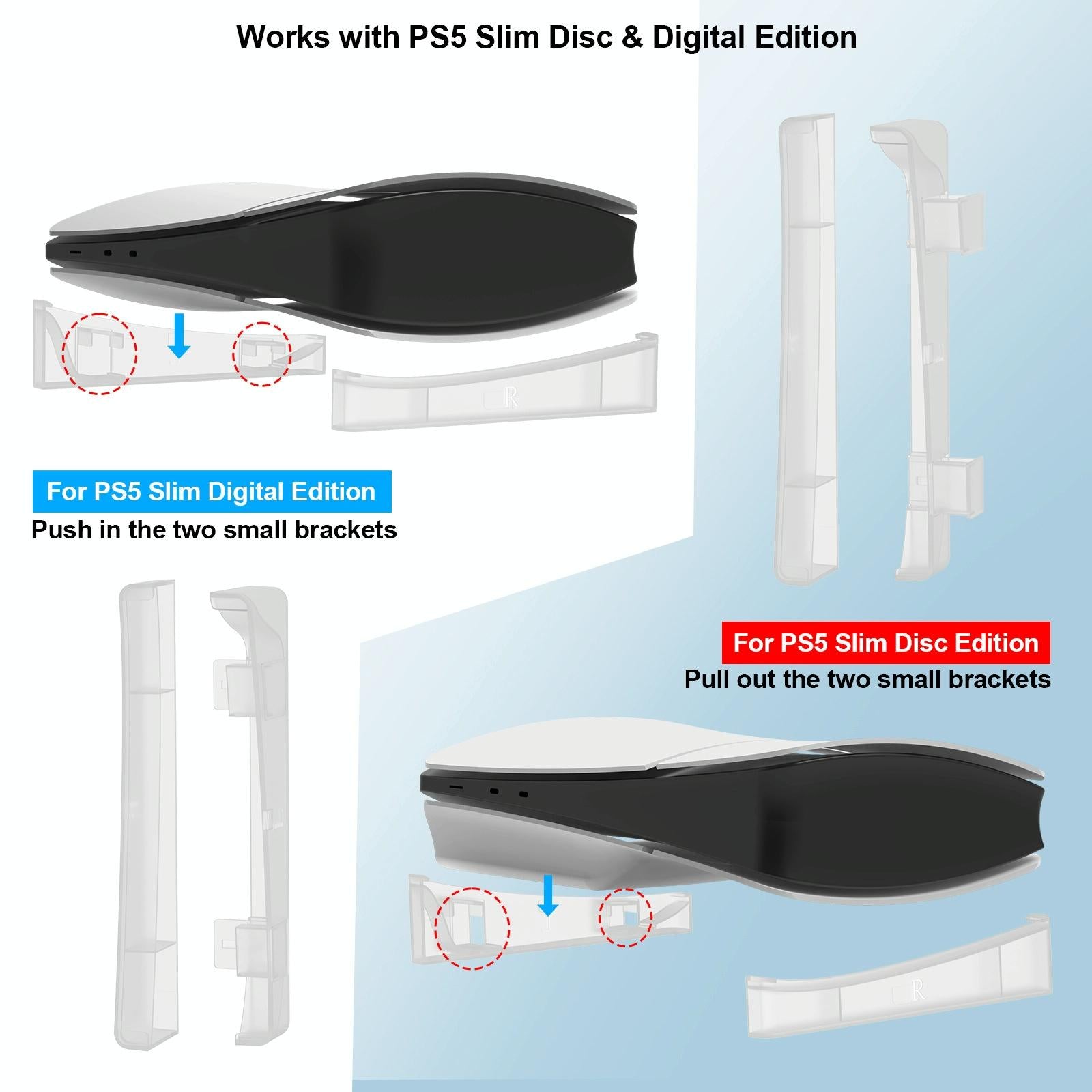 Universal Horizontal Stand For Ps5 Slim - Digital / Optical Drive Version - White 3